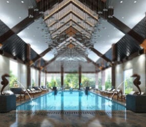 Mô hình nội thất bể bơi trong nhà 3d