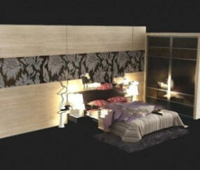 Single Bedroom Interior Scene 3d model