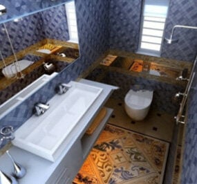Luxury Bathroom Interior Scene 3d model