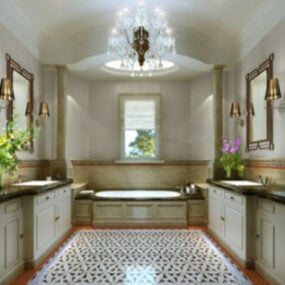 Modello 3d della scena interna del bagno dal design elegante