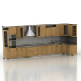Modelo 3d de armário de madeira de cozinha