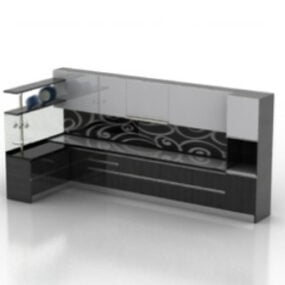 مدل سه بعدی کابینت مشکی آشپزخانه رایگان