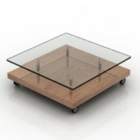 Mesa de centro de madeira de vidro modelo 3D grátis
