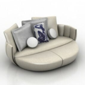 3д модель круглого дивана в стиле ретро