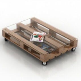 Скляний дерев'яний журнальний столик Безкоштовна 3d модель