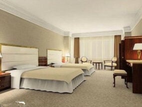 Modelo 3D da cena do quarto padrão do hotel