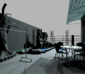 Projekt ogrodu na dachu Model 3D