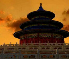 مبنى بكين تيانتان الصيني نموذج ثلاثي الأبعاد