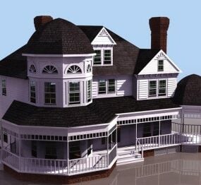 Modello 3d della costruzione della villa dell'edificio highrise