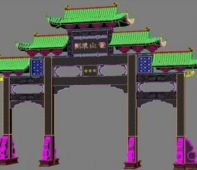 Mô hình cửa kiến ​​trúc Trung Quốc 3d