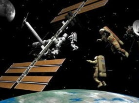 Astronaut Satellite Scene 3d-model