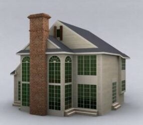 Moderní malý dům budova 3D model