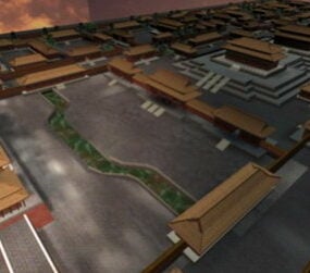 3D model scény ze zakázaného města Číny