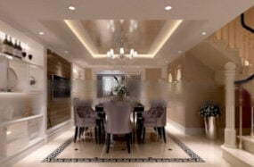 3D model scény interiéru penthouse obývacího pokoje
