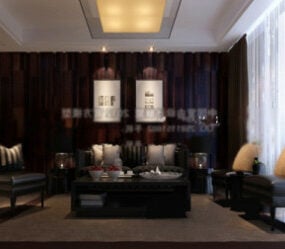 Modello 3d interno del soggiorno cinese