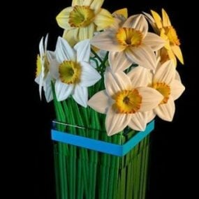 Het 3D-model van de glazen vaas met potplanten