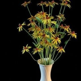 Il modello 3d dei fiori gialli delle piante in vaso