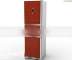 Modelo 3d de geladeira vermelha grande
