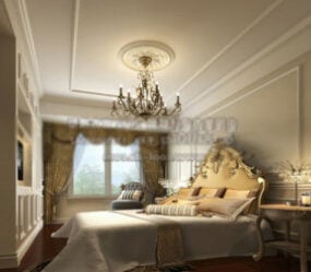 Szene: Europäisches Luxusschlafzimmer-Interieur, 3D-Modell