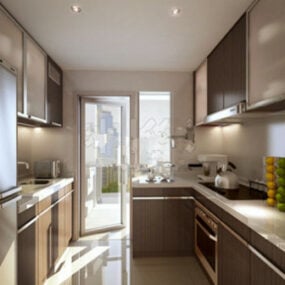 Modelo 3D grátis de design de interiores de cozinha de casa