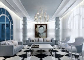 Scandinavia Style Living Room Interior 3D -malli