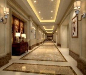 Interior Scene Hotel Corridor דגם תלת מימד