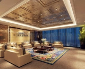 Modelo 3D de design de interiores de sala de estar luxuosa