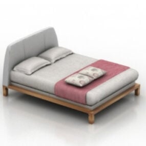 نموذج سرير مزدوج أبيض ثلاثي الأبعاد