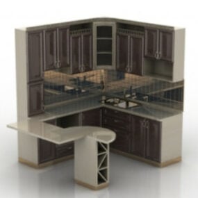 Modelo 3D de design europeu de armário de cozinha