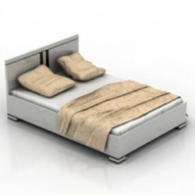 Muebles de cama doble blancos modelo 3d
