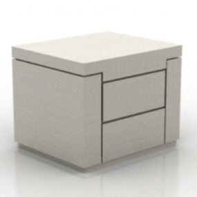 Simple White Bedside Cabinet 3d model