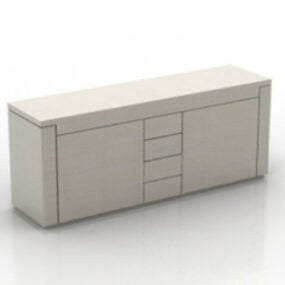 Modelo 3D de móveis de mesa de moda branca