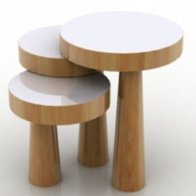 صندلی ستونی چوبی مدل سه بعدی