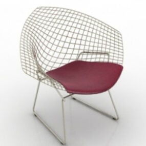 Kırmızı Tek Tel Sandalye 3D model