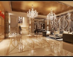 Scène intérieure du hall de l'hôtel Continental modèle 3D