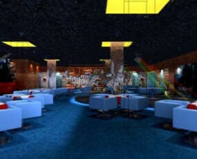 Escena interior del restaurante modelo 3d
