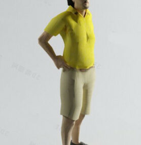نموذج ثلاثي الأبعاد لشخصية الرجال الذين يرتدون السراويل القصيرة