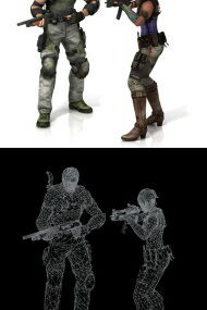 Equipe de combate com armas Modelo 3D