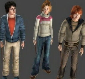 Karakter Harry Potter, Hermione, Ron 3d-model