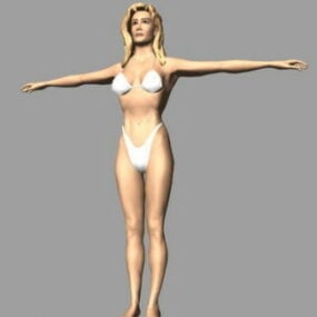 بدن انسان زن در مدل بیکینی سه بعدی