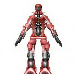 หุ่นยนต์การ์ตูนในโมเดล 3 มิติสีแดง
