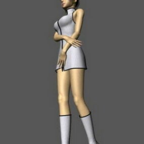 Nainen hahmo, jolla on luuranko 3d-malli