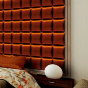 壁の装飾が施された寝室のシーン3Dモデル