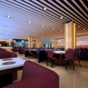Modelo 3d da cena interior do restaurante do hotel