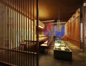 3D-Modell der klassischen Restaurant-Innenszene