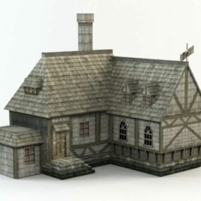 Modello 3d della casa del villaggio medievale