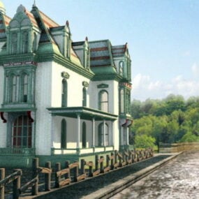 Country House Exterior Scene 3D-malli