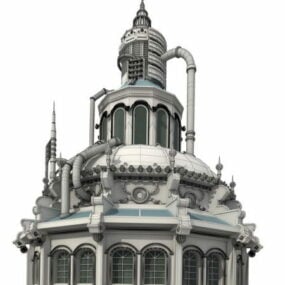Modelo 3D do edifício da fábrica Steampunk