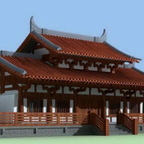 Modello 3d del tempio antico di architettura cinese