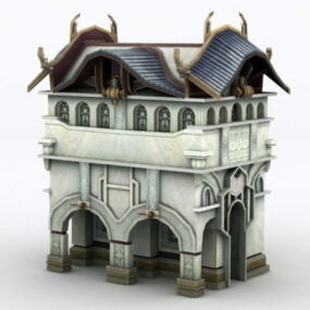 Middelalderbyhus 3d-modell